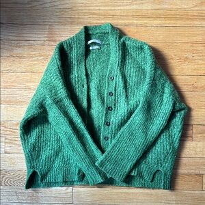 Green Knit Cardigan Sweater